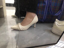 CFCW品牌設(shè)計(jì)感小眾高跟鞋女細(xì)跟2025新款女鞋時尚尖頭氣質(zhì)淺口單鞋女 黑色跟高 6cm 34 曬單實(shí)拍圖