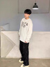 洛夫倫（LOFVRANG）大碼男褲休閑褲男春秋衛(wèi)褲加肥加大寬松潮牌闊腿直筒垂感美式褲子 黑色 4XL 適合195到215斤 曬單實(shí)拍圖