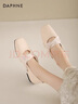DAPHNE達芙妮官方單鞋女2026春秋新款法式溫柔媽媽鞋平底淺口一腳蹬豆豆鞋子女 米白色【珍珠絲帶】 38 曬單實(shí)拍圖
