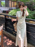 唐思薇2025新款小個(gè)子連衣裙子女夏季氣質(zhì)新中式國風(fēng)改良旗袍年輕款長裙 杏色 M 45/55kg 曬單實(shí)拍圖
