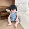 班喜迪嬰兒衣服夏季薄款男寶寶連體衣嬰幼兒背帶褲外出夏天哈衣爬服夏裝 藍色 73cm 曬單實拍圖