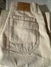馬登女裝 美式白色牛仔高腰闊腿褲寬松口袋工裝褲直筒休閑長(cháng)褲子秋季 米白色 馬登工裝 M 曬單實(shí)拍圖