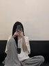 Jret大碼女裝白色慵懶風(fēng)T恤女夏季胖mm寬松遮肚V領(lǐng)短袖上衣休閑體恤 白色 L (建議100~120斤) 大碼 曬單實(shí)拍圖