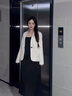 清池影（QINGCHIYING）網(wǎng)紅時(shí)尚西服套裝裙女2025夏季新款高端醋酸顯瘦外套+吊帶裙 套裝【外套+吊帶裙】 2XL 【建議120-130斤】 曬單實(shí)拍圖