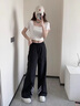 衣然呈品美式高街三條杠闊腿休閑褲女春夏街頭嘻哈寬松工裝褲運(yùn)動(dòng)長(zhǎng)褲子女 黑色 M 【建議95-110斤】 曬單實(shí)拍圖