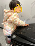 戴維貝拉（DAVE＆BELLA）冬季新款兒童白鴨絨羽絨服三防小童外套寶寶連帽上衣女童衣服 花朵印花【現(xiàn)貨】 110 cm（建議身高100-110cm） 曬單實(shí)拍圖