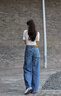Calvin KleinJeans25春夏女士經(jīng)典標牌ck美式復古洗水寬松闊腿牛仔褲47B939G VYE-牛仔淺藍 27 曬單實拍圖