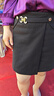 皮爾卡丹（pierre cardin）毛呢短裙半身裙女不規(guī)則高腰顯瘦包臀a字包裙子春秋冬季2025新款 黑色 XL 建議114-124斤 曬單實拍圖