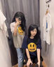 Drew Ess短袖T恤夏季男女情侶薄款寬松笑臉美式潮流重磅街頭字母半袖上衣 藏青【男女同款】 L 135-160斤 曬單實拍圖