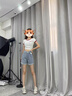 LPOX短褲女夏季高腰牛仔短褲女夏季薄款2025年新款韓版顯瘦設(shè)計感小個 藍(lán)色 M 【90-100斤】 曬單實拍圖