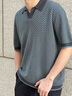 EMPORIO ARMANI/阿瑪尼官方旗艦?zāi)惺慷绦淙R賽爾提花針織衫海鷗領(lǐng)Polo衫七夕 F8048-灰綠色 L  (推薦：150-165斤) 曬單實拍圖