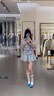 艾美琦美（AIMEIQIMEI）新款連衣裙女裝甜美學(xué)院風(fēng)2025年夏季小個(gè)子收腰顯瘦襯衫短裙子女 藍(lán)色 M 曬單實(shí)拍圖