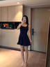 FOX.G吊帶連衣裙女純欲裙子2025夏季新款衣服女裝無袖沙灘裙小個子顯瘦 彈力螺紋吊帶連衣裙藏藍色 S 【建議100斤以內(nèi)】 曬單實拍圖