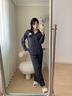 浪莎女士睡衣女春秋100%純棉抑菌防螨開衫翻領(lǐng)長袖寬松可外穿家居服 曬單實拍圖