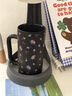趣皿創(chuàng)意小花馬克杯陶瓷杯情侶水杯精致情人節(jié)禮物送女友咖啡杯子 玫瑰蝴蝶黑粉杯-陶瓷款 曬單實拍圖