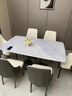 梵森榮2025新款超晶石餐桌椅組合家用大小戶型輕奢簡約長方形微晶石飯桌 藍(lán)寶石桌面黑鈦鏡面框架 1.20m 餐桌+6椅 曬單實拍圖