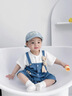 G.DUCKKIDS小黃鴨牛仔連體衣嬰兒夏裝兄妹裝背帶假兩件萌寶寶衣服夏季薄款 女寶--小兔 73cm 73cm 建議4-6月，14-18斤 曬單實(shí)拍圖