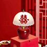 繁登堡（fandengbao）陪嫁新婚慶長(cháng)明燈結婚一對婚房陶瓷臺燈床頭燈禮物送新人新娘閨蜜 單支酒紅B款+送喜字-可代寫(xiě)賀卡 按鈕開(kāi)關(guān)+三色光LED 曬單實(shí)拍圖