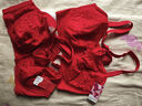 古今大胸顯小文胸本命年蕾絲性感薄款大碼女士?jì)纫戮蹟n文胸罩女式乳罩 紅色 80D 曬單實(shí)拍圖