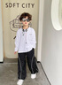 G.DUCKKIDS男童t恤長袖春秋款2025新款兒童純棉打底衫男孩大童衣服秋裝上衣 口袋簡筆畫 白色長T 160 cm 曬單實拍圖