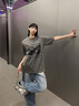 港仔文藝男短袖男夏季2025新款潮牌300g重磅t恤男士純棉上衣寬松潮流半袖T恤 黑色 XL 曬單實(shí)拍圖