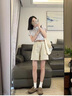 鹿依檸休閑褲女裝套裝2025夏季新款韓版時尚百搭小個子鹽系輕熟風短褲子 條紋上衣+杏色短褲 M 曬單實拍圖