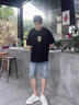 雅鹿男士棉布短褲夏季薄款寬松潮牌五分中褲韓版潮流破洞分馬褲彈性 藍(lán)色 31 推薦120-130斤 曬單實(shí)拍圖