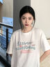 真維斯（JEANSWEST）純棉t恤女夏季2025新款爆款寬松正肩短袖上衣設計感小眾半袖體恤 天藍 陽(yáng)光櫻花 XL 曬單實(shí)拍圖