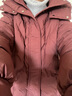 鴨鴨（YAYA）羽絨服女短款2024年冬季新款時(shí)尚條紋連帽面包服保暖外套XH 棗紅色 S (155) 曬單實(shí)拍圖
