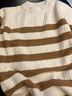 哥弟真的好（GIRDEAR）女裝圓領(lǐng)寬松條紋純羊毛針織衫毛衣女A301432 米棕條 M (3碼) 曬單實(shí)拍圖