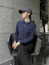 NAOTIEA納奧蒂爾小帆船純棉長(cháng)袖T恤女2025春季新款寬松大碼POLO衫顯瘦T恤 藏青色 L （ 建議95-105斤） 曬單實(shí)拍圖