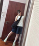 DALEY MODE日系穿搭藏青色半身短裙2025夏季女a(chǎn)字學(xué)院風(fēng)小個(gè)子藏藍色傘裙子 藏藍色半身裙 S 曬單實(shí)拍圖