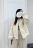 天丂美式復(fù)古刺繡棒球服外套女早春加厚休閑外套小個(gè)子學(xué)院風(fēng)衛(wèi)衣夾克 杏灰色美式棒球服【M】 曬單實(shí)拍圖