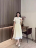 SNYDER WEAR法式桔梗初戀撞色蝴蝶結(jié)假兩件連衣裙女夏季甜美蝴蝶結(jié)A字裙子女 奶黃假兩件裙子【版】 S 曬單實(shí)拍圖
