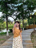 韓璐嬌（hanlujiao）連衣裙女裝2025年夏季新款休閑減齡小個子氣質(zhì)中長款碎花裙子套裝 針織上衣+碎花半身裙 M 曬單實拍圖