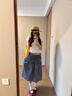 EPET藍(lán)色格紋抹胸背心連衣裙子女夏季2025新款小個(gè)子兩穿半身裙a字裙 藍(lán)格裙 M 45/55kg 曬單實(shí)拍圖