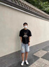 CesamSport品牌聯(lián)名短袖t恤男春夏季新款寬松時(shí)尚圓領(lǐng)短袖男休閑百搭衣服男 黑色 XL 曬單實(shí)拍圖