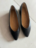 星期六羊皮單鞋女款黑色小皮鞋正裝面試上班通勤尖頭粗跟女鞋 黑色 38  曬單實(shí)拍圖