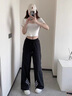 衣然呈品美式高街三條杠闊腿休閑褲女春夏街頭嘻哈寬松工裝褲運(yùn)動(dòng)長(zhǎng)褲子女 黑色 M 【建議95-110斤】 曬單實(shí)拍圖