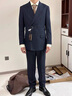 吉約蒙（G·MONS）澳洲羊毛西服套裝男士藏青色雙排扣結婚伴郎商務正裝西裝整套男 0671藏青色【上衣+褲子】 50 曬單實拍圖