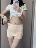 趣木也冰絲雙層安全褲女防走光夏季薄款無痕不卷邊打底褲高腰遮襠保險褲 膚色【波浪遮擋款】 XL 大碼【110-150斤】 曬單實拍圖