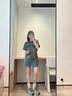 莫代爾復古牛仔連衣裙女2025年春夏季新款寬松百搭收腰顯瘦通勤時(shí)尚短裙 懷舊藍[含黑腰帶] XL 120-125斤 曬單實(shí)拍圖