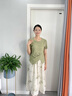 俞兆林（YUZHAOLIN）年輕媽媽夏裝國風(fēng)套裝半身裙小個(gè)子洋氣質(zhì)短袖上衣服兩件套中年女 淺綠色套裙 3XL 建議[115-125斤] 曬單實(shí)拍圖