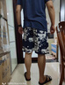 歌樸偉花短褲男夏季沙灘褲寬松休閑冰絲速干短褲五分薄款中褲馬褲男士 B198藏青白 XL 曬單實拍圖