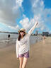 栢啟歆分體泳衣女溫柔御姐風(fēng)網(wǎng)紅風(fēng)泡溫泉遮肚顯瘦保守游泳衣女套裝 紫色三件套 【100-130斤】 曬單實拍圖