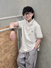 英氏（YEEHOO）男童T恤兒童短袖POLO衫夏季時(shí)尚休閑學(xué)院風(fēng)上衣夏裝新款中大童裝 字母學(xué)院-白色 【涼感透氣】 150 【順豐包郵&極速達(dá)】 曬單實(shí)拍圖
