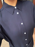 TOMMY HILFIGER25新款夏季女裝休閑通勤系帶收腰顯瘦條紋襯衫裙連衣裙03906 藏青色DW5 S (34) 曬單實(shí)拍圖