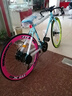 云宵 變速死飛自行車(chē)公路賽車(chē)男單車(chē)跑車(chē)彎把破風(fēng)學(xué)生成人實(shí)心胎競速 藍粉色24速60刀 曬單實(shí)拍圖