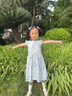 史努比（SNOOPY）童裝女童連衣裙兒童裙子女孩寶寶飛袖中長裙夏季 花卉小飛袖藍(lán)色 曬單實(shí)拍圖