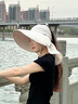 劉潮布大帽檐遮陽帽女防曬防紫外線夏季遮全臉空頂漁夫帽騎車戶外太陽帽 深灰色 可拆卸后擺披肩 均碼可調節(jié)(54-60cm) 曬單實拍圖